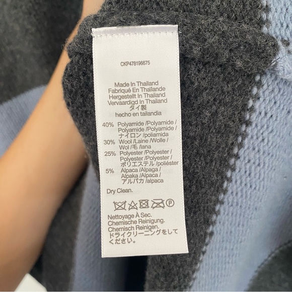 Madewell Rugby Stripe Polo Sweater Blue Grey Wool Alpaca Size XS - Picture 10 of 11